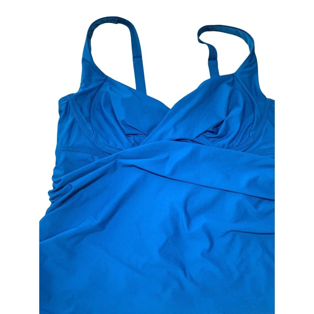 Birdsong Womens Blue Underwire Plus Size Tankini Swimwear Top 20D/DD Beach